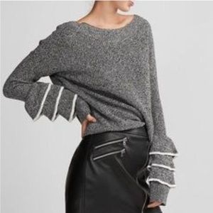 Like New Express ruffle sleeve gray sweater